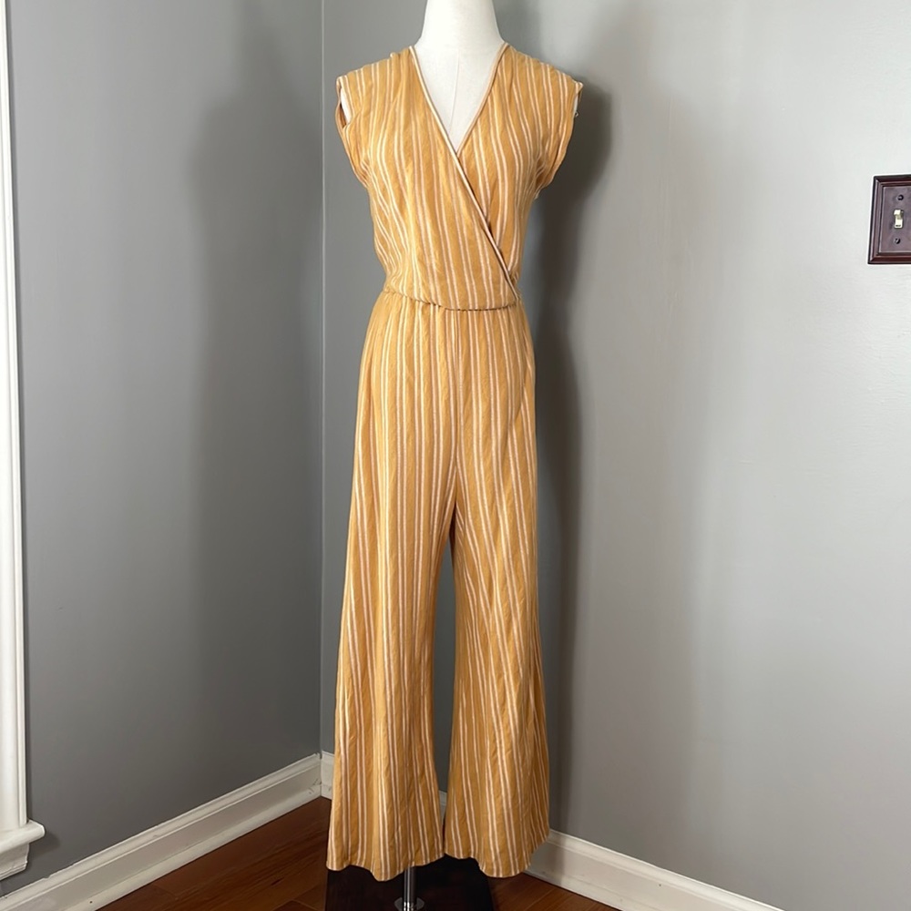 Caution to the Wind yellow stripped jumpsuit